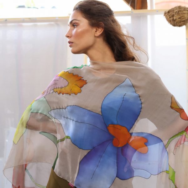 "Orquídea" Silk Foulard. Artisanal Exclusive Design.