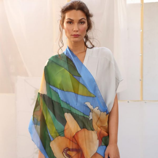 "Azucena" Silk Foulard. Artisanal Exclusive Design.
