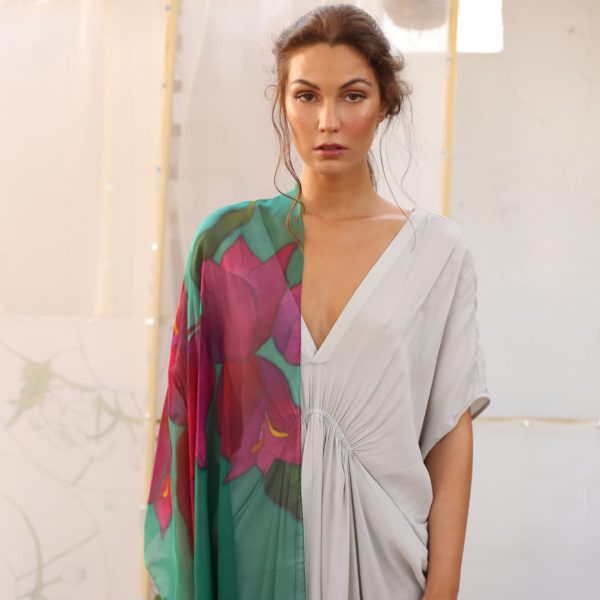 "Buganvilla" Silk Foulard. Artisanal Exclusive Design.