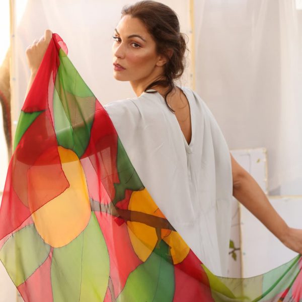 "Limonero Rojo" Silk Foulard. Artisanal Exclusive Design.