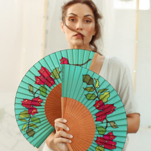 "Buganvilla" Silk Fan. Artisanal Exclusive Design