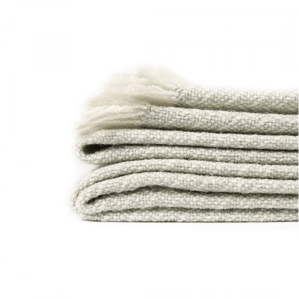 Merino Wool Throw · Handwoven · One-of-a-Kind · Grey