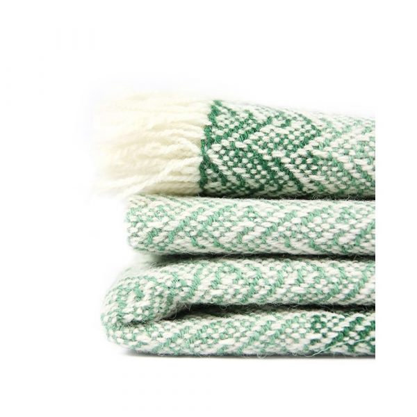 Merino Wool Throw · Handwoven · One-of-a-Kind · Green